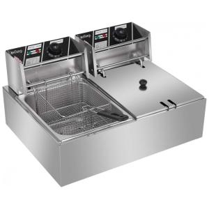 Fritadeira Elétrica Dupla Profissional 12 Litros de Capacidade, Aço Inoxidável, 110V 5000W, Winado