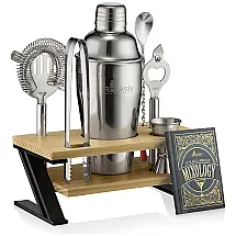 Kit Bn Profissional 7 Peças em Aço Inoxidável com Suporte e Livro de Receitas, ROCKSLY, Prateado