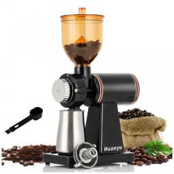 Moedor de Café Elétrico 8 Níveis de Moagem até 250g Aço Inoxidável, 200W, 110v, HUANYU, Preto