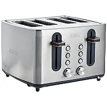 CRUX Torradeira de 4 Fatias com 6 Níveis de Tostagem, Aço Inoxidável, 110V, Prata