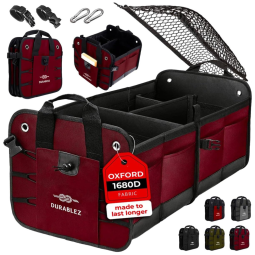 Durablez Organizador Veicular com Rede de Cobertura, Gancho em Aço Inoxidável e Forro Antiderrapantes, Vermelho