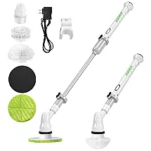 Vassoura Elétrica Rotativa 360 sem Fio com Cabo Flexível e 4 Acessórios, Branca, 110v, ACRIMAX, Branco