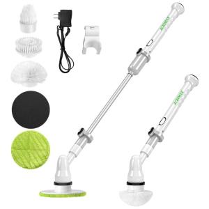 Vassoura Elétrica Rotativa 360 sem Fio com Cabo Flexível e 4 Acessórios, Branca, 110v, ACRIMAX, Branco