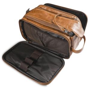 Necessaire Masculina de Couro, FREBEAUTY, Marrom