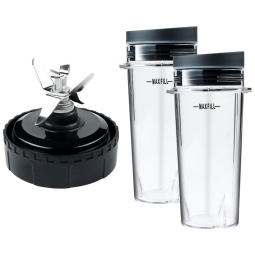 Peças de reposição para Nutri Ninja, Blender 6 Fins Blade Assembly e 2 Pack 16 oz Cup Set para BL770 BL780 BL660 Blender 3,35 polegadas