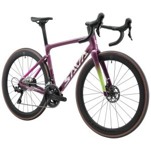SAVADECK Bicicleta de Corrida com Freio a Disco Shimano em Fibra de Carbono, 22 Vel, 700C, Vermelha