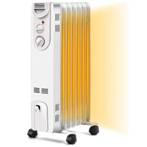 Aquecedor a Óleo Portátil, Silencioso COM 3 Configurações de Calor, 110V 1500W, COSTWAY 22610 CYPE CS, Branco