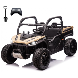UTV Infantil Elétrico Sopbost Bege 24V 2 Lugares 4 Motores 75W Caçamba Grande Automática 4WD Pneus EVA Controle Bluetooth 10Ah