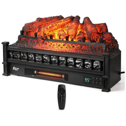 Lareira Elétrica Ecológica 26" 66cm com Controle Remoto, Toras de Pinho Realista, Cores de Chama Ajustáveis e Temporizador, 110V 1500W