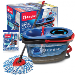 Mop Giratório de Microfibra com Sistema Flash Limp com Balde e 1 Refil Extra, O Cedar, Cinza