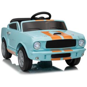 Carro Elétrico Infantil 12V INFANS Shelby Licenciado, Controle Remoto, Bluetooth, Suspensão, Cinto de Segurança, 3 Velocidades, Azul