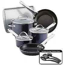 Conjunto de Panelas e Frigideiras Antiaderentes em Alumínio, 12 Peças, FARBERWARE 10062, Azul
