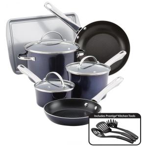 Conjunto de Panelas e Frigideiras Antiaderentes em Alumínio, 12 Peças, FARBERWARE 10062, Azul