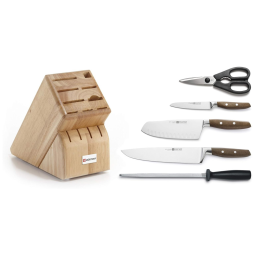Conjunto de Facas com Afiador Embutido e Bloco de Bancada 6 Peças, WSTHOF 8526, Preto