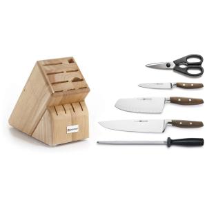 Conjunto de Facas com Afiador Embutido e Bloco de Bancada 6 Peças, WSTHOF 8526, Preto