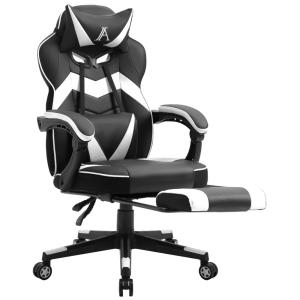 Cadeira de Escritório Gamer Reclinável e Ergonômica com Apoio de Lombar e Cabeça, Branca, AJS, Branco