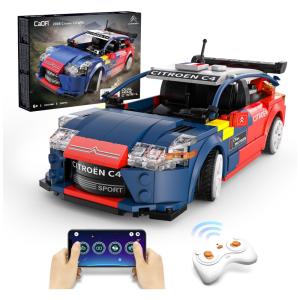 Kit de Construção Carro de Corrida Citroen WRC C4 com 325 Peças, CaDA, Vermelho e Azul