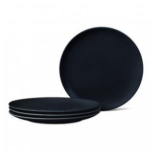 Conjunto de Pratos Coupe para Salada e Sobremesa com 4 Peças, Formato Redondo, Material de Porcelana e Designer Moderno