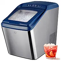 Máquina de Gelo Automática Capacidade 2.8L, Aço Inoxidável com Painel de Controle, 110v, GEVI HOUSEHOLD GIMN 1102, Azul
