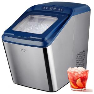 Máquina de Gelo Automática Capacidade 2.8L, Aço Inoxidável com Painel de Controle, 110v, GEVI HOUSEHOLD GIMN 1102, Azul