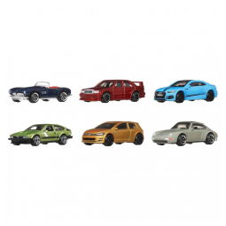 Conjunto de 6 Carros de Brinquedo Hot Wheels DieCast em Escala 1:64, Modelos de Veículos Europeus com Estilos Decorativos Exclusivos