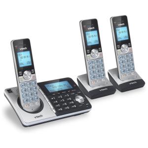 Telefone Sem Fio com Atendimento e Identificador de Chamadas, 3 unidades, preto, VTECH CS51593, Prateado