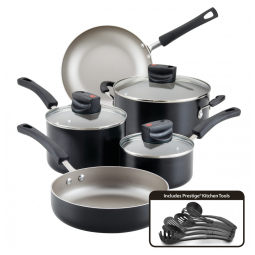 Conjunto de Panelas e Frigideiras Antiaderentesb, 9 Peças, FARBERWARE 22397, Preto