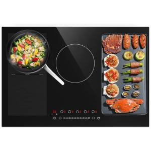 Cooktop Elétrico de Indução 30" 76cm com 5 Queimadores e 9 Níveis de Potência, 9000W 220V, GTKZW, Preto