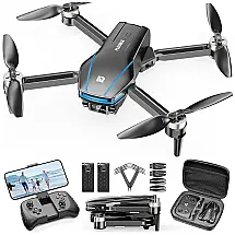 Drone FPV 4K com Câmera para Adultos e Crianças, Dobrável com Motor Sem Escova e Decolagem/Pouso com Uma Tecla, PLEGBLE, Preto