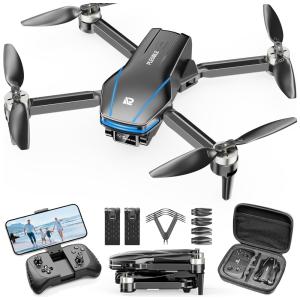 Drone FPV 4K com Câmera para Adultos e Crianças, Dobrável com Motor Sem Escova e Decolagem/Pouso com Uma Tecla, PLEGBLE, Preto