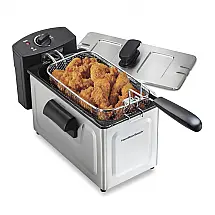 Fritadeira Elétrica Industrial a Óleo 3L com Controle de Temperatura, 1500W, Aço Inox, 110v, HAMILTON BEACH 35032, Cinza