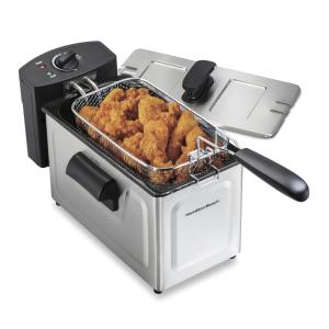 Fritadeira Elétrica Industrial a Óleo 3L com Controle de Temperatura, 1500W, Aço Inox, 110v, HAMILTON BEACH 35032, Cinza