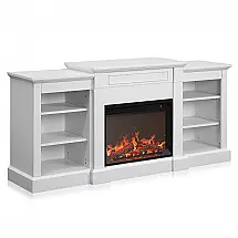 Lareira Elétrica Belleze 168x77cm 1400W TV Stand Prateleiras Branco 110V