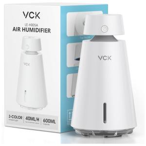 Mini Umidificador Portátil 600ml para Quarto com USB, 2 Modos de Névoa e Luz Noturna, VCK, Branco
