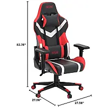 Cadeira Gamer Ergonômica Giratória com Suporte Lombar e Apoio de Cabeça, SMAX, Vermelho