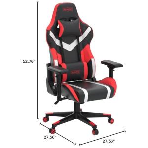 Cadeira Gamer Ergonômica Giratória com Suporte Lombar e Apoio de Cabeça, SMAX, Vermelho