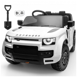 Carro Elétrico Infantil Licenciado 2 Lugares Land Rover Defender Letsgoride Branco, 24V, 4x100W com Controle Remoto, Suspensão, Som e LED