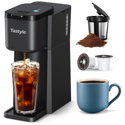 Cafeteira Compacta Quente e Gelada, de Dose Única com Função Autolimpeza, 110V, Tastyle, Preta