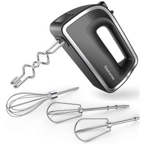 Batdeira de Mão com 5 Velocidades e Acessórios em Aço Inoxidável, 250W, 110v, ELECHOMES HM11132, Preto