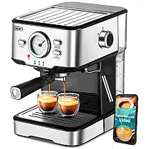 Cafeteira Elétrica GEVI Profissional 1.5L,15 Bar, com Controle de Temperatura 1100W, 110V, Prata