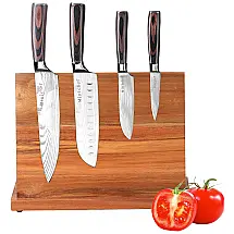 Conjunto de Facas em Aço Inoxidável com Bloco de Bancada, 5 Peças, MINICHEF, Marrom