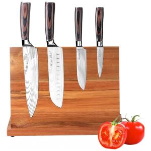 Conjunto de Facas em Aço Inoxidável com Bloco de Bancada, 5 Peças, MINICHEF, Marrom