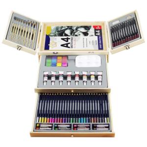 Lápis de Cor Profissional Maleta de Madeira pcs Grafite, Aquarela, LUCKY CROWN 83 art set