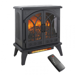 Lareira Elétrica Portátil com Brilho Ajustável, Chamas Realistas 3D e Controle Remoto, 110V 1500W, Innoflame, Preta