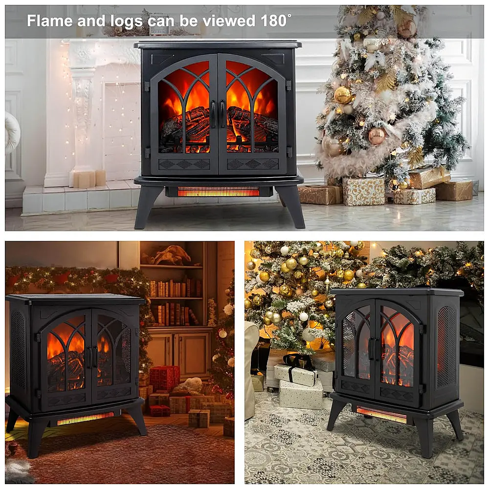 Lareira Elétrica Portátil com Brilho Ajustável, Chamas Realistas 3D e Controle Remoto, 110V 1500W, Innoflame, Preta — foto 3