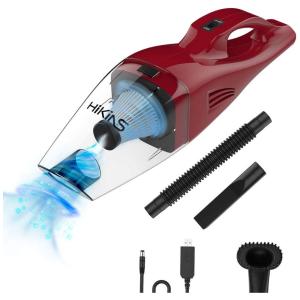 Aspirador Portátil HiKiNS Sem Fio Com Carregador Rápido Ideal Para Casa Carro Escritório, Vermelho