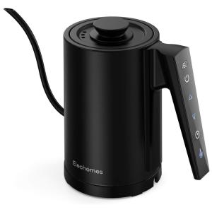 Gooseneck Chaleira Elétrica de 0.8L, Aço Inoxidável, 1000W, 110v, ELECHOMES MTS 0801, Preto