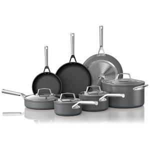 Conjunto de Panelas Antiaderentes de Alumínio Anodizado, 12 PCS, NINJA C39800, Cinza