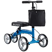 Andador 4 Rodas com Cesta e Apoio para Joelho Ideal para Lesões Suporta 158kg, ELENKER, Azul