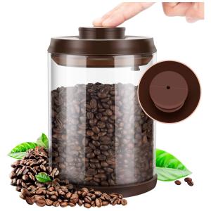 Pote Hermético para Café com Vávula CO2 538g em Vidro, ZYD, Marrom